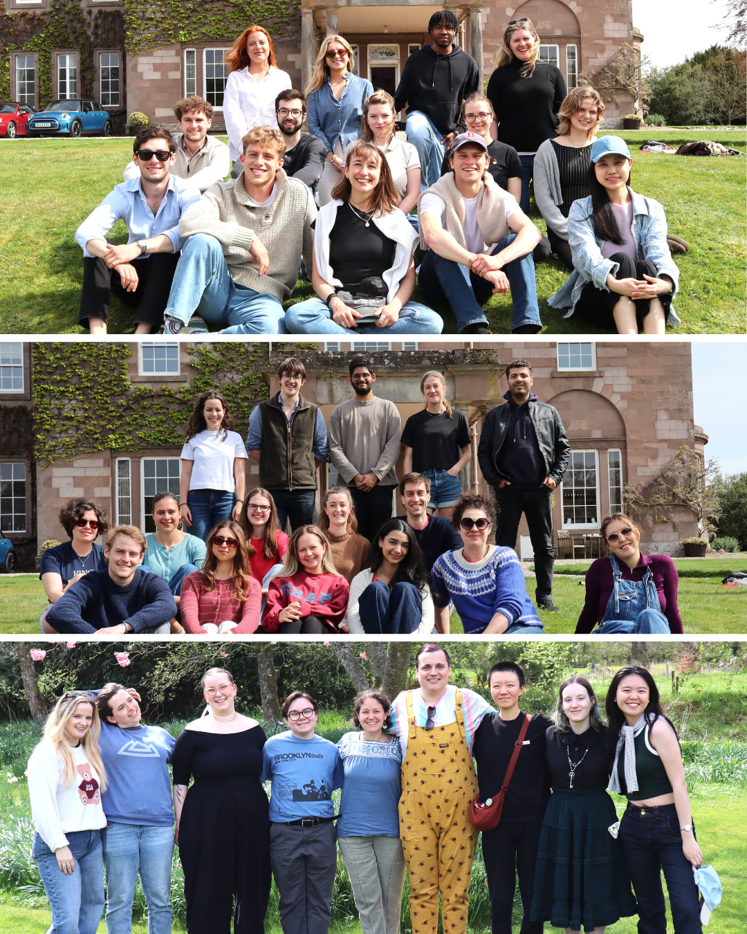 picture of students sitting outside The Burn in Edzell